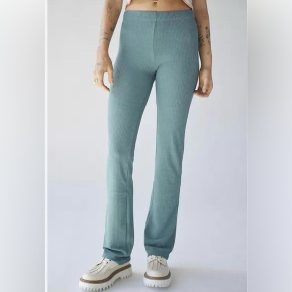 Urban Outfitters Iman Knit Straight Leg Pants Teal Green Size Medium - Picture 3 of 10